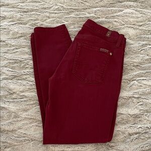 7 For All Mankind Women's Gwenevere Ankle Jeans in Deep Burgundy
